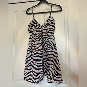 J Crew Brown zebra print babydoll keyhole mini dress size 0
